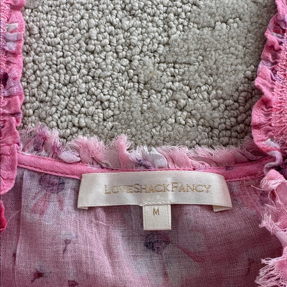 LoveShackFancy Pink Floral Ruffle Dress - Picture 3 of 3